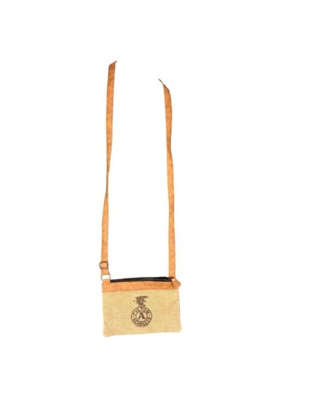 “Fulton Seamless” Small Crossbody – Upcycled Canvas & Faux Leather